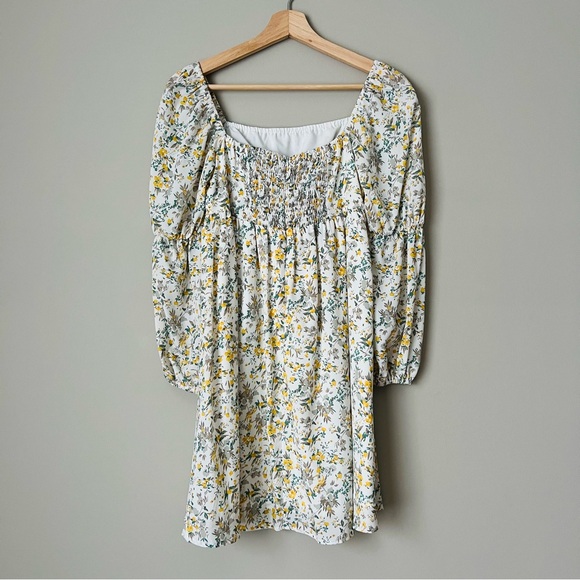 {Exlura} Floral Square Neck Puff Sleeve Dress - Picture 6 of 6